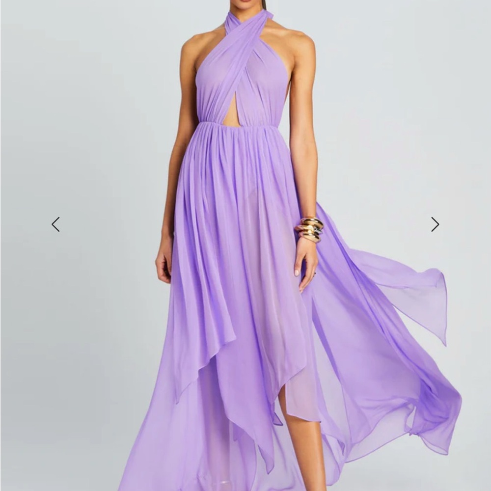 Retrofete Purple Halter Asymmetrical Sundress